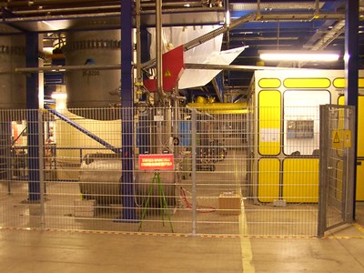 The magnet inside the safety fence, ready for operation